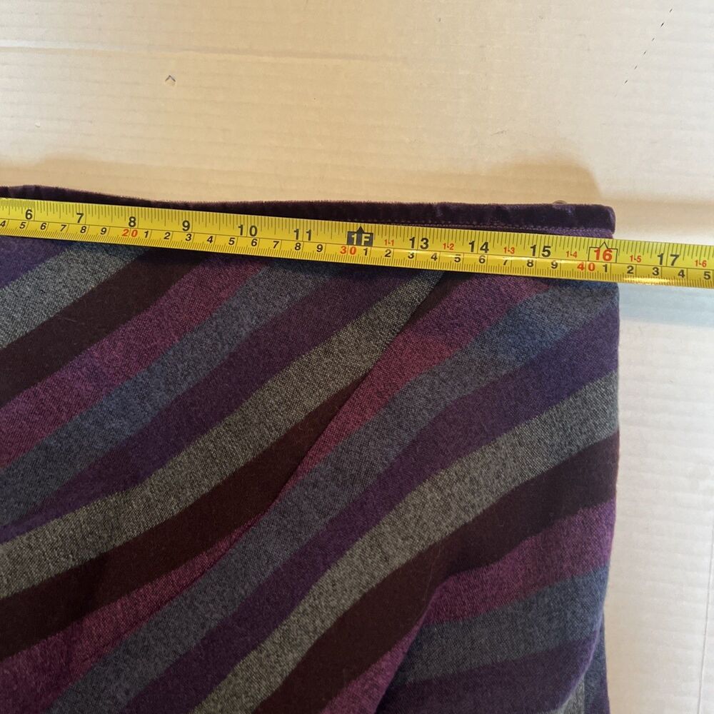 Brora Sz 12-14 Ladies Wool Blend Skirt Striped Blue Purple England EXCELLENT - Picture 6 of 8